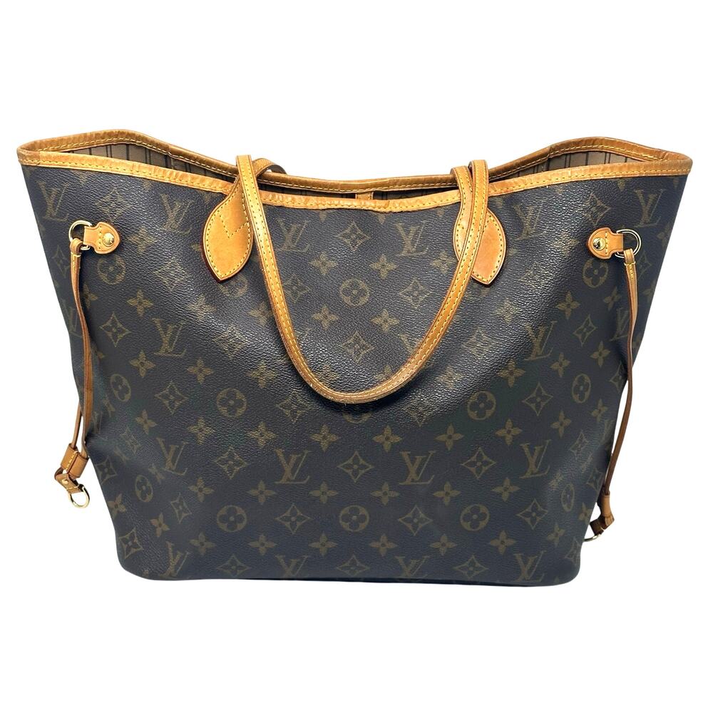 Louis Vuitton LV Monogram Neverfull MM Tote Bag Beige Interior